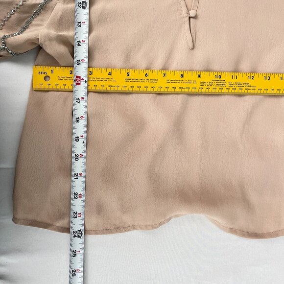 Boyod Embellishments V-Neck Butterfly Half Sleeve Nancy Top Pink Silver Women S - Picture 13 of 13